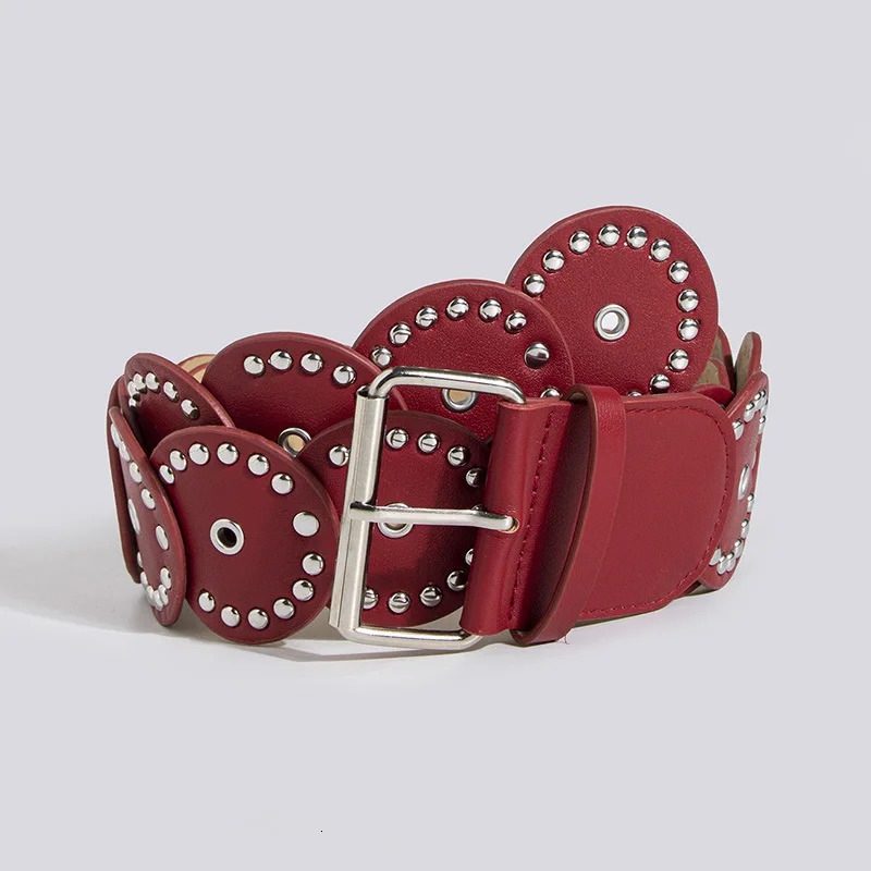 Personalized Round Rivet Stitching Waistband Fashionable Handsome Belt Heavy Round Cake Wide Womens Waistband 250519
