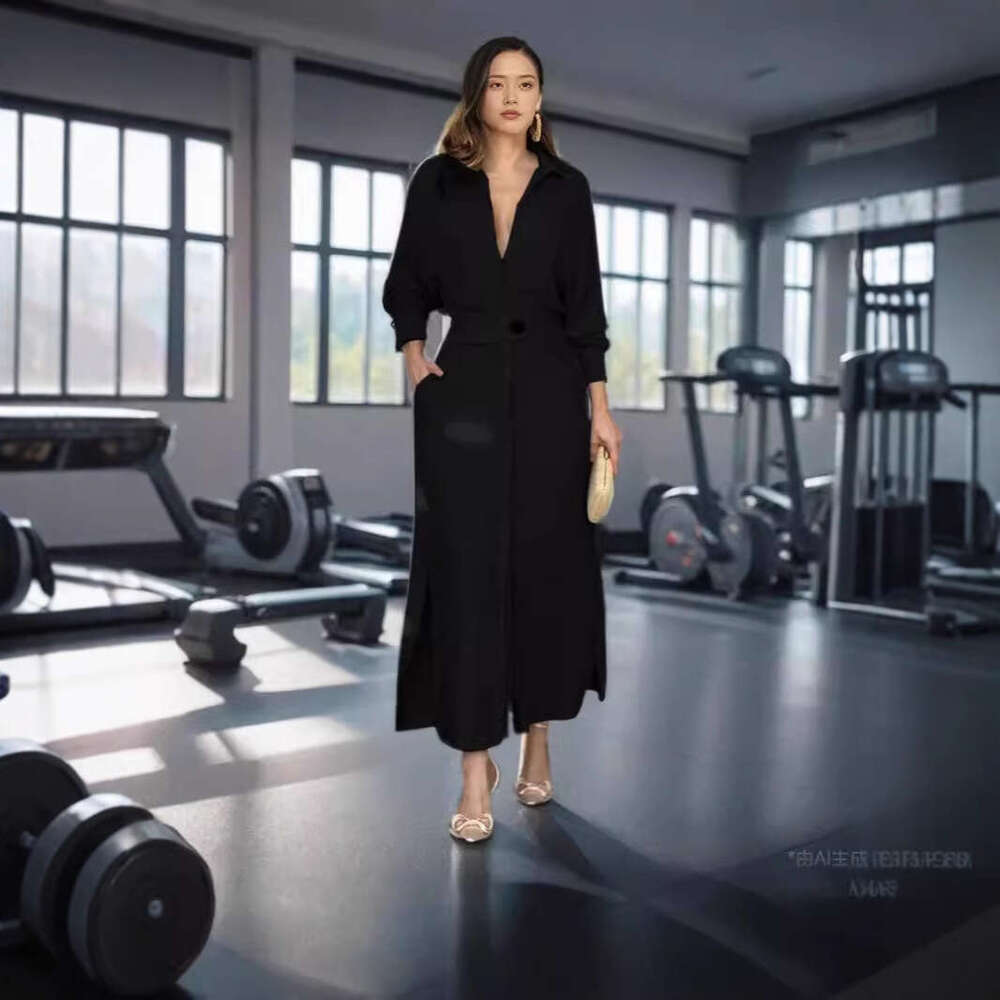 Dresses for Woman Designer Maxi Dress for Women 2025 Summer New Style Womens Commuting Strap Solid Color Waist Collection Long Sleeve Irregular Shirt 