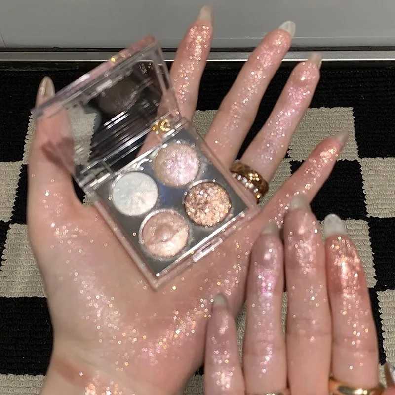 4Grid Eyeshadow Palette Glitter Pearlescent Transparent Acrylic Eye Shadow Sparkling Fine Shimmer Waterproof Lasting Eye PigmentXJ250520