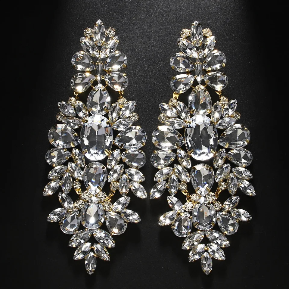 Stonefans Temperament Oversize Rhinestone Earrings Decoration for Women 2024 Elegant Bling Crystal Dangle Earrings Party Jewelry 250519