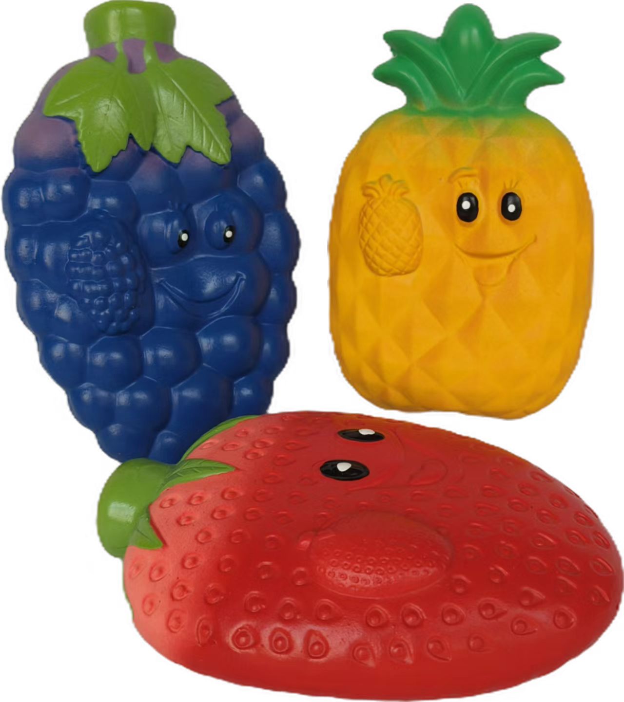Latex Soft Fruit Pet Toy Natural Rubber Squeaky Strawberry, Pineapple, and Grape Shaped Teething Pet Toys for Dogs (Set of 6)