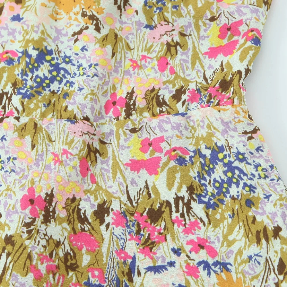 UNIZERA womens dress retro floral printed wood ear slim Vneck sling temperament summer 250520