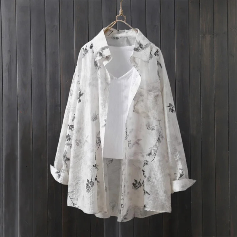 Sunscreen Shirt for Women Summer Loose Thin Coat Chinese Style Printed Clothes Air Conditioning Midlength 250514