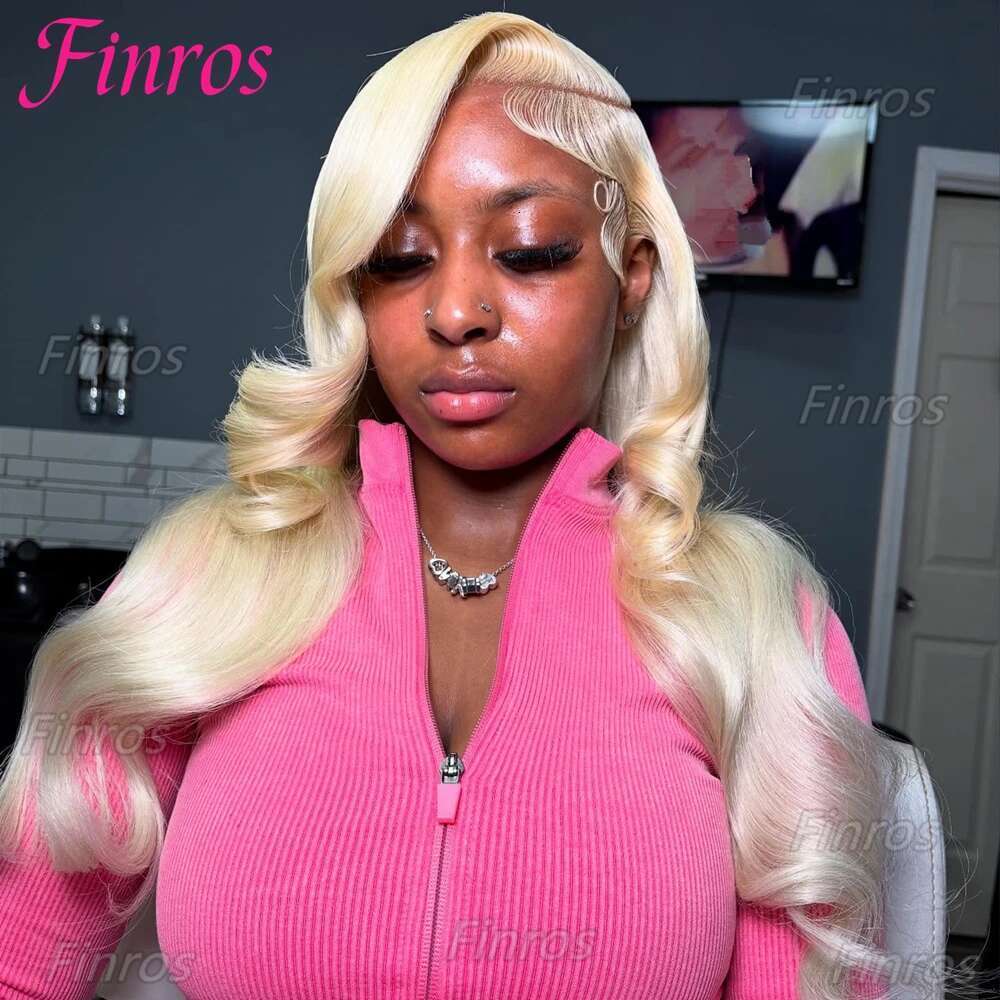 Finros Body Wave 13x6 HD Transparent 613 Frontal Human Hair Honey Blonde Color Brazilian 13x4 Lace Front Wig for Women