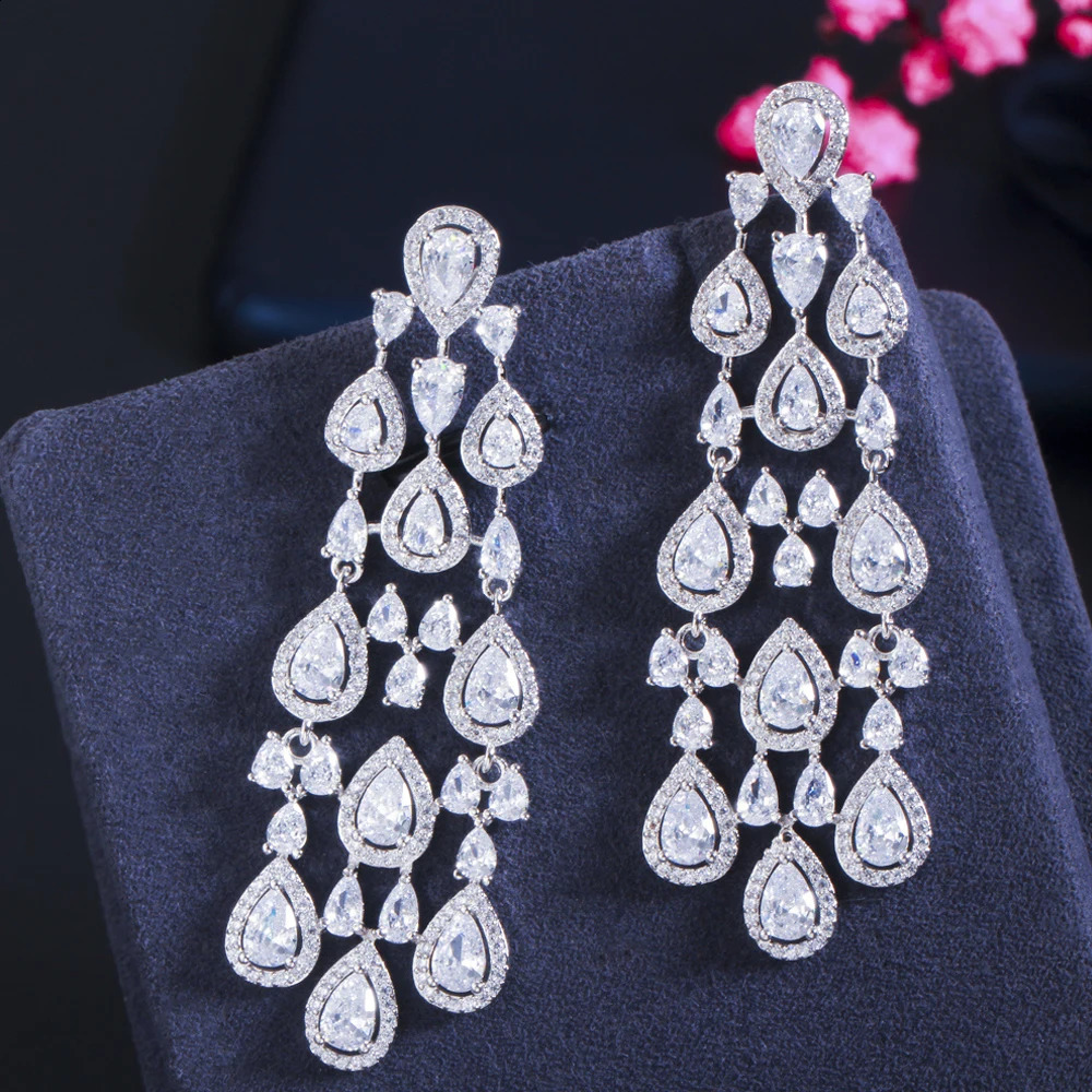 ThreeGraces Vintage Long Tassel Chandelier Drop Dangle Bridal Wedding Earrings for Ladies Sparkling CZ Crystal Jewelry ER531 250519