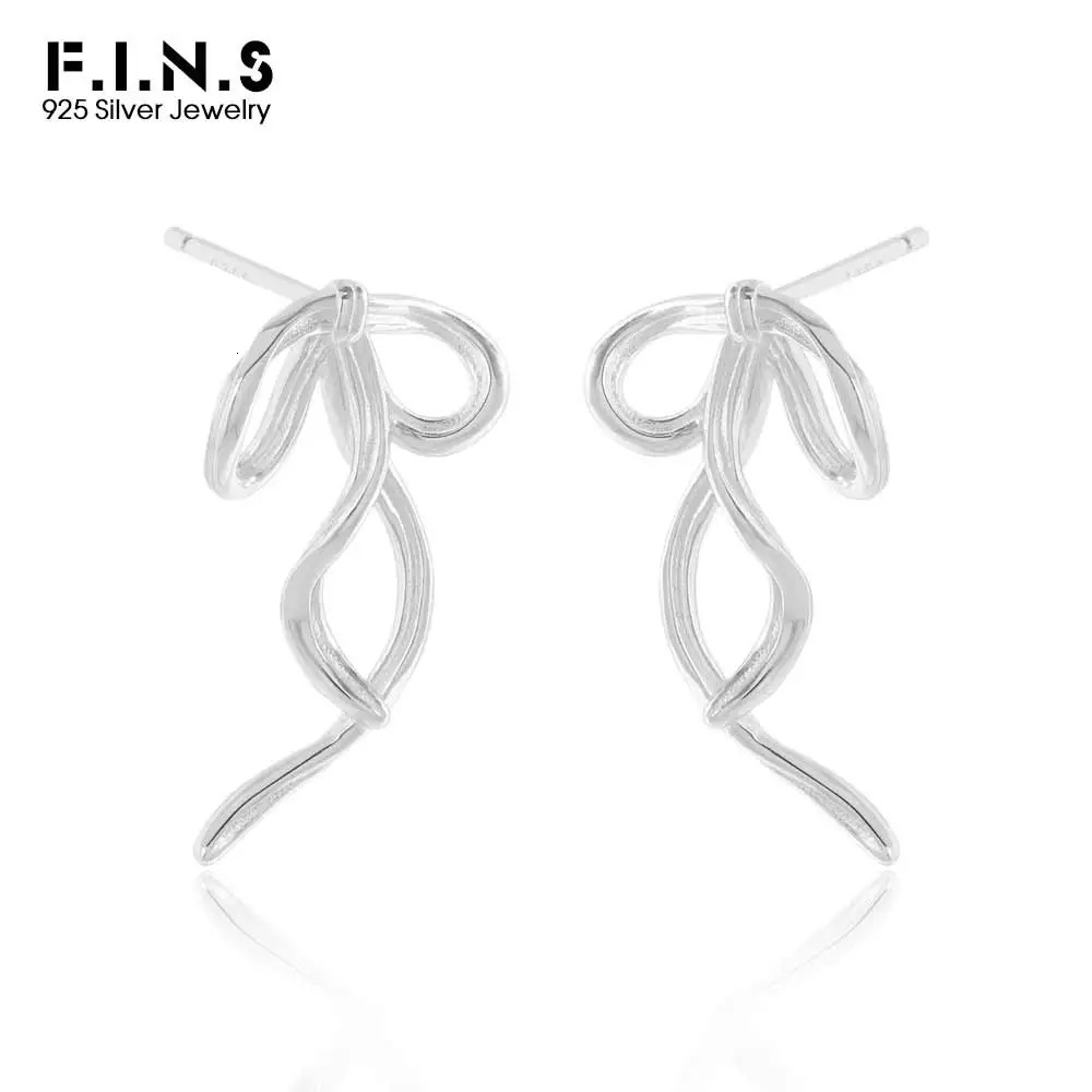 F.I.N.S Korean Versatile Ribbon Bow Original S925 Sterling Silver Stud Earrings Bowknot Pierced Ear Fine Jewelry Prevent Allergy 250517