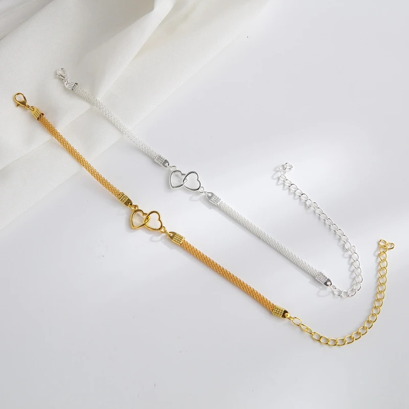 Ankle chain fashionable flat chain two heart-shaped ankle chains beach ankle accessories 250517
