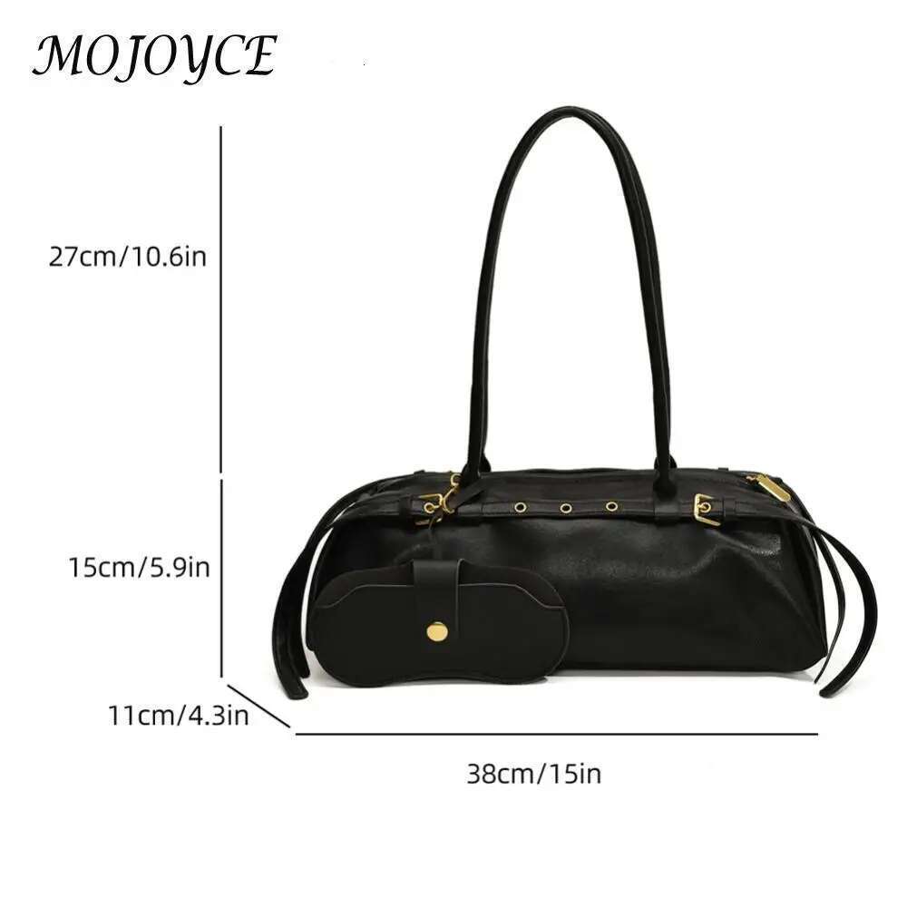 Boston Women Solid Shoulder PU Leather Bowling Handbag Casual Underarm Bag Retro Commuter Bags For Travel