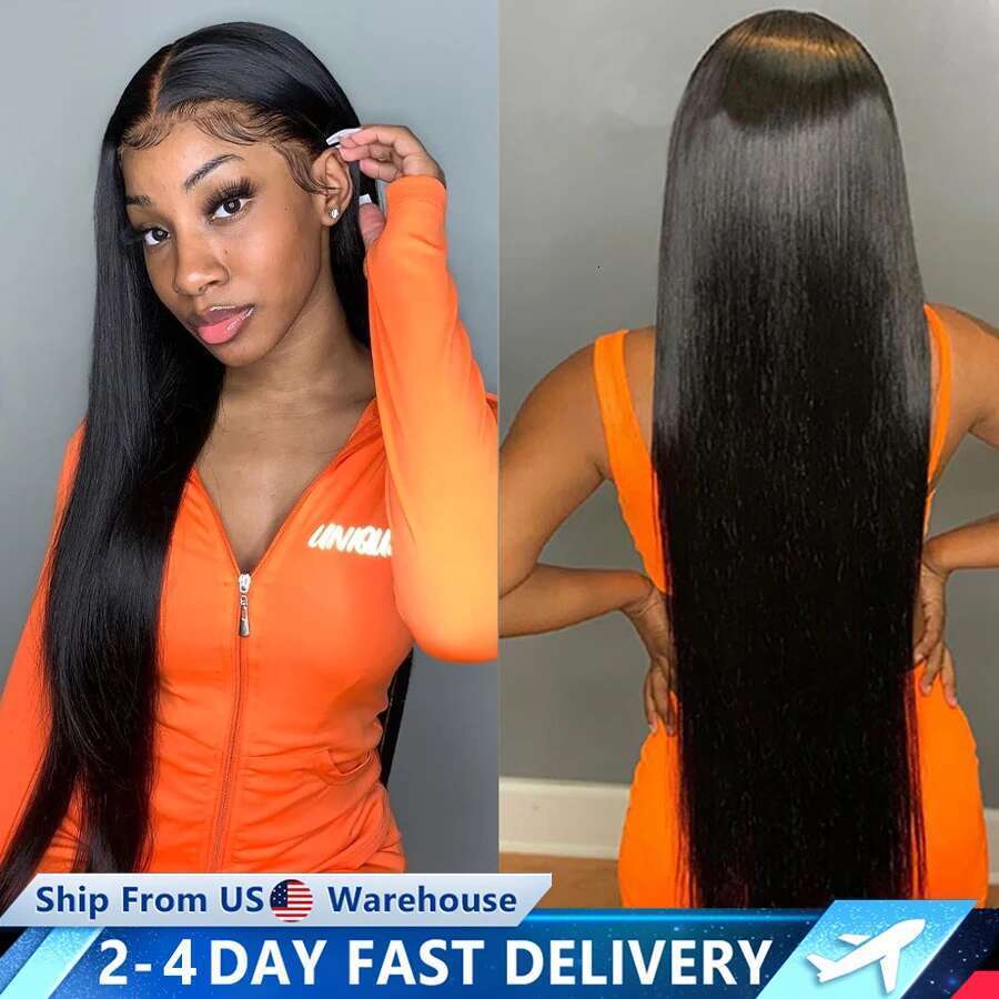 Straight Front Human Hair 13x4 13x6 HD Transparent Frontal Wigs Brazilian 4x4 Lace Closure Wig Fast Shipping