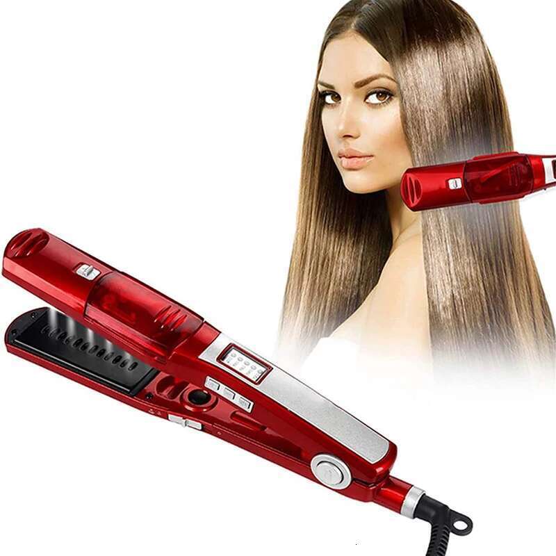 Profesional Strong Steam Straightener Portable Salon Wide Hair Care 2 in 1 Flat and Curling Iron
