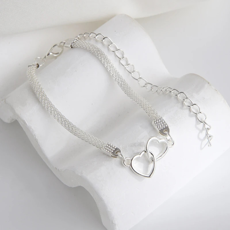 Ankle chain fashionable flat chain two heart-shaped ankle chains beach ankle accessories 250517