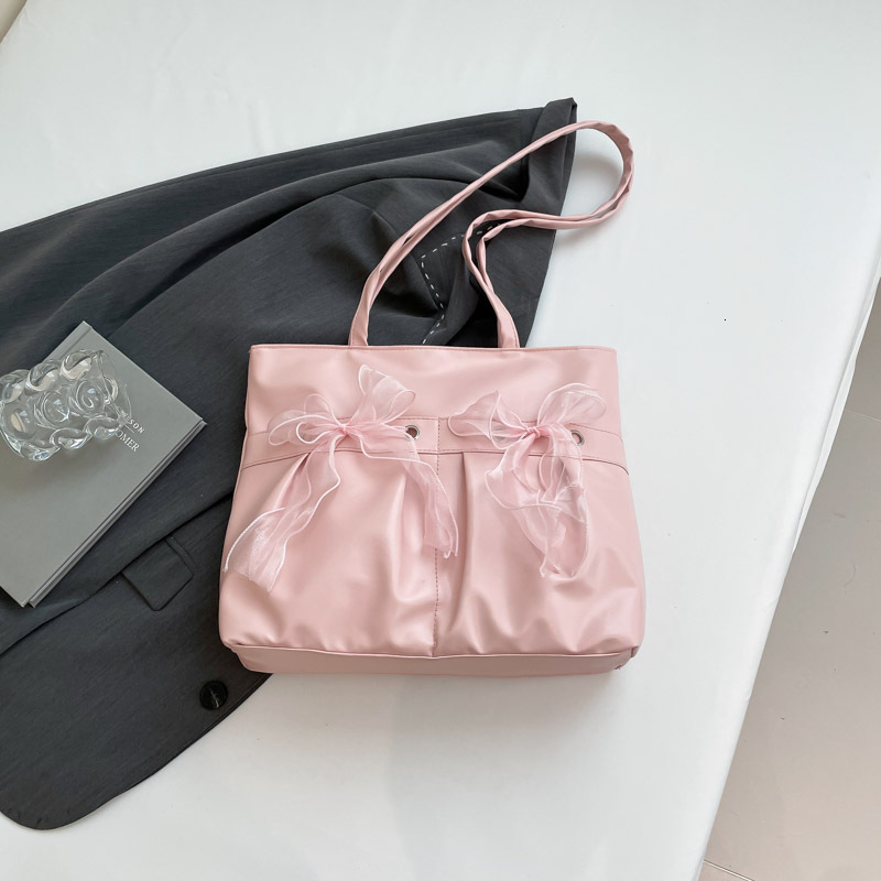 Free Delivery Designer Bag 2025 New College Style Bow Tote Large Capacity Pleated Single Shoulder Cute And Sweet Commuting For Women Luxury Bag