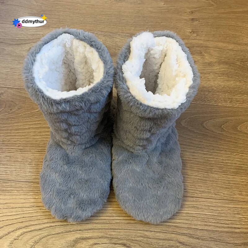 Winter Adult Men And Thick Warm Floor High Tube Non-Slip Indoor Cotton Plush Home Slippers Shoes Women Girl ddmythur