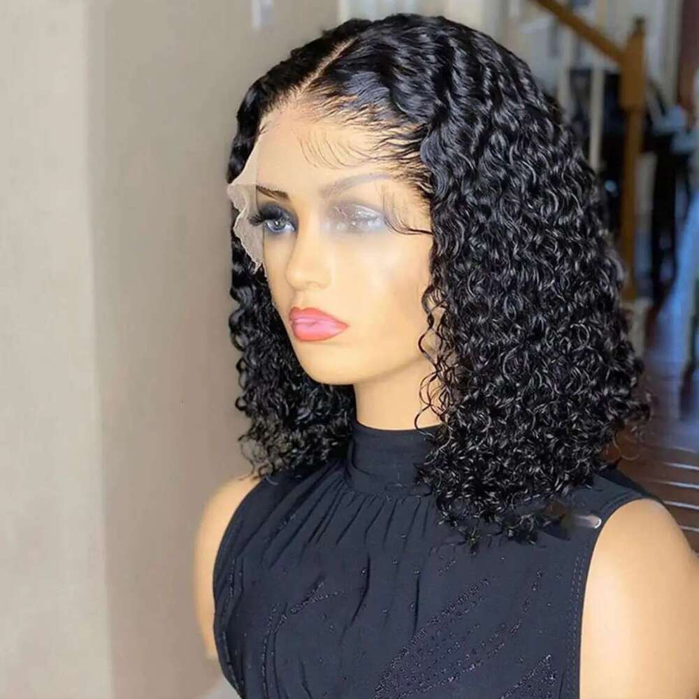 Deep Wave Short Bob 100% Brazilian Virgin Human Hair 13x4 HD Lace Frontal Wigs Pre Plucked Natural 4x4 Closure 200% Density