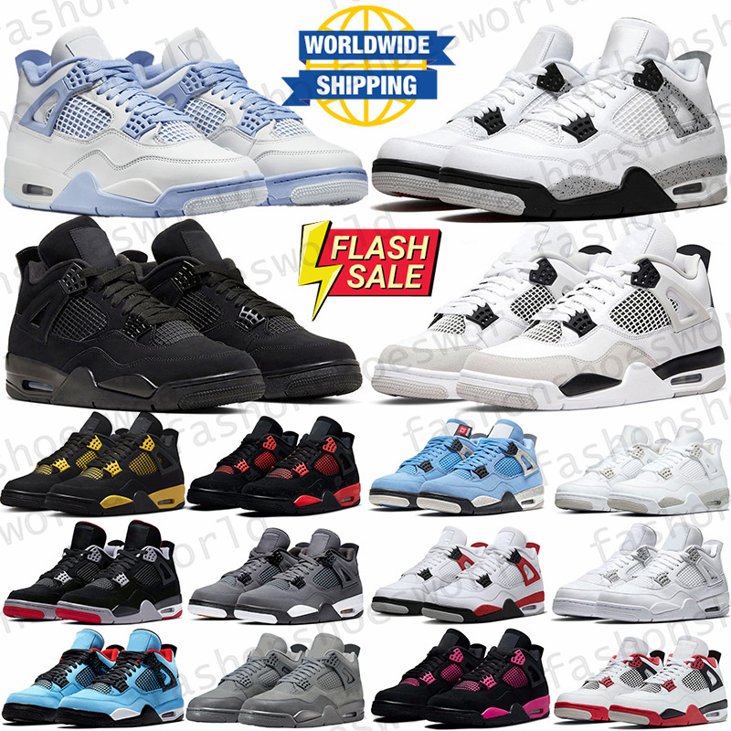 with box 4s trainers basketball shoes designer men women Forget Me Not military black cat white cement university blue outdoor sports trainer sneakers us13