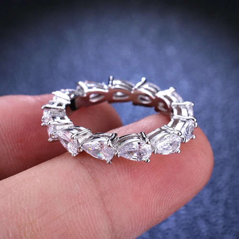 3*5mm Pear Cut Moissanite Ring For Women D Color VVS Lab Diamond S925 Silver Plated 18k Gold Wedding Band Jewelry GRA Certified