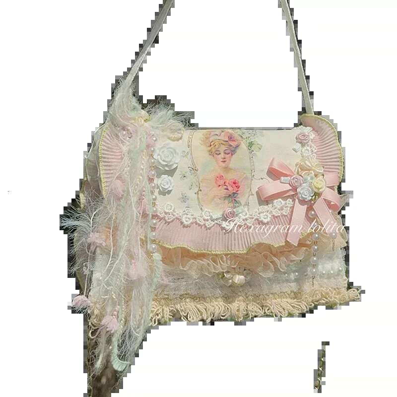 Retro Sweet Lolita Pastoral Forest Cla Girl Yuenai Handbag Messenger Lo Bag