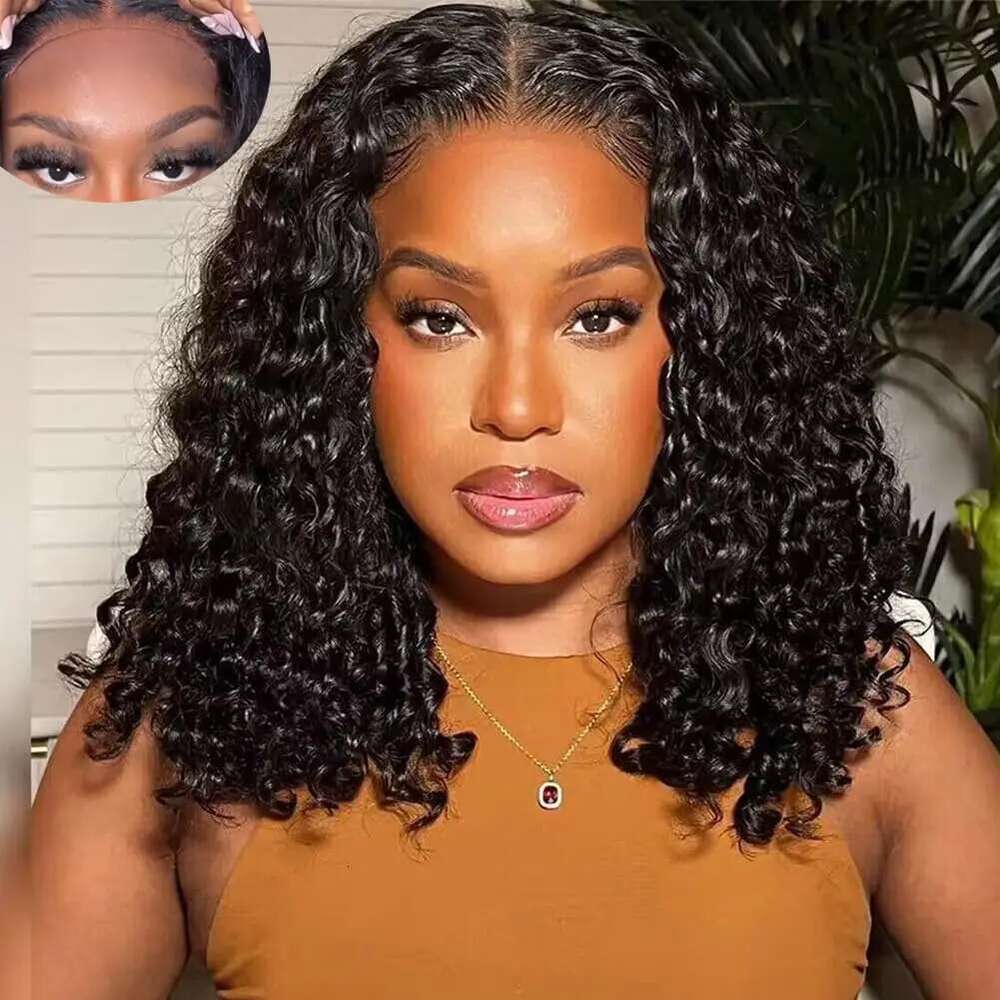 5x5 Frontal Wig Preplucked Brazilian Glueless Deep Wave Ready to Wear 4x4 Hd Lace Front Curly Human Hair Wigs