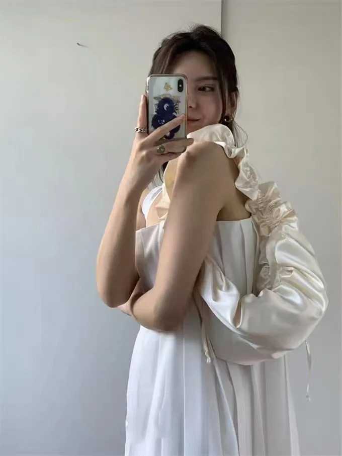 Fashion Ruched Strap Women Shoulder Bags Designer Silk Handbags Elegant Crossbody Bag Casual Hobos Tote Shopper Purses M250520