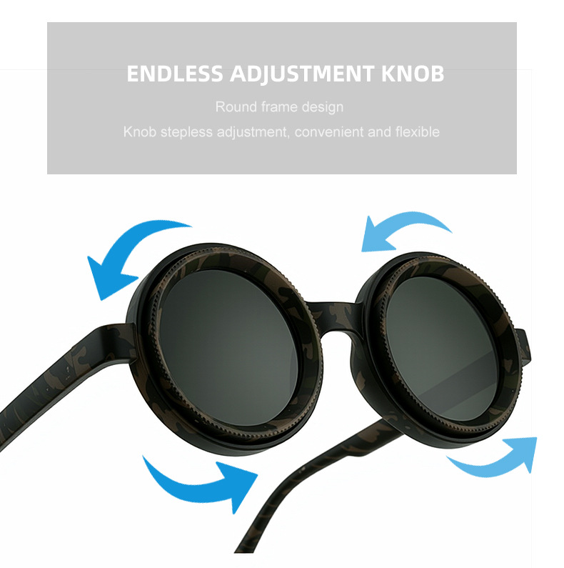 Polarized ND9 Adjustable Dimming Sunglasses Round Small Frame Steampunk Men Light-Reducing Sun Glasses For Fishing Driving UV400 IVSTA