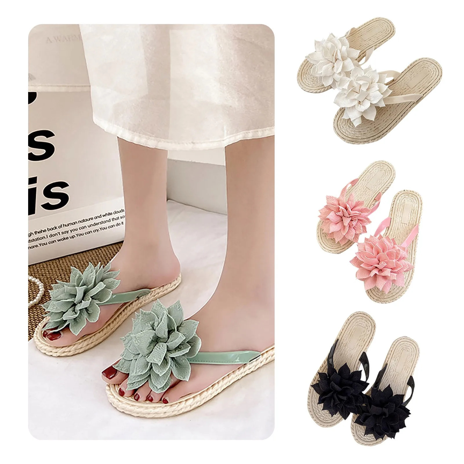 Womens Summer Outerwear Fashion Flower Flip-flops Non-slip Soft Bottom Seaside Vacation Beach Shoes Flip-flops For Women 250519
