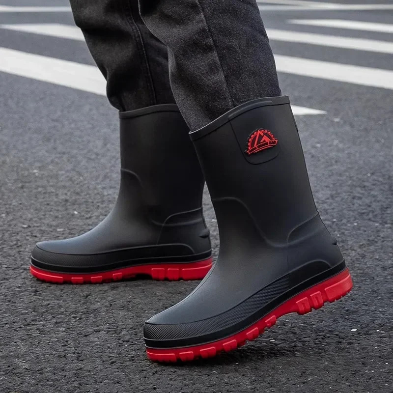 Rain Shoes Mens Non-slip Thick-soled Work Shoes Water Boots Short Rain Boots Fishing Shoes Rubber Shoes Waterproof Shoes 250515