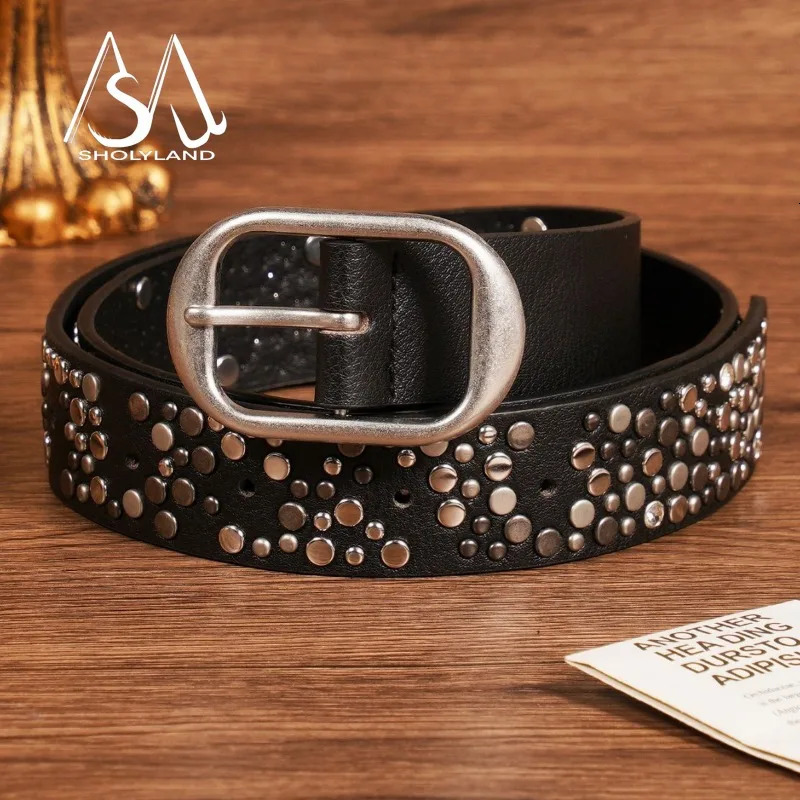 Practical Punk Street Hit Heavy Metal Belts No Rules Claw Nails Diamond-studded Jeans Embellished with Belts 250519