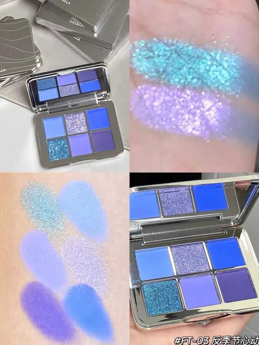Shedella 6 Color Eyeshadow Plate Shimmer Matte Pearlescent Blue Green Purple Color Cool Snow Iceberg 2023 NewXJ250520