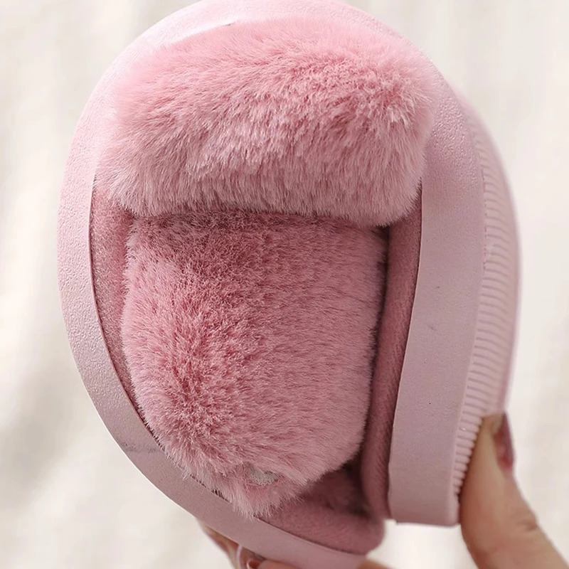 Winter cross imitation rabbit fur warm fur slippers Korean version womens indoor home slippers womens outdoor slippers 250516