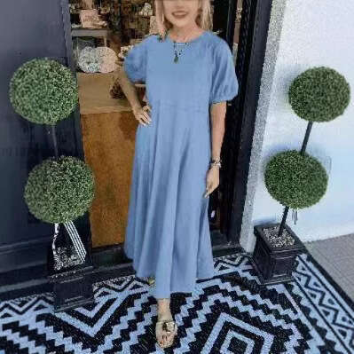 Festival Dresses for Woman Elegant for A Wedding Designer Dress Fulllace 2025 New Clothing Womens Hot Product Knitted Short Sleeve Large Swing Extende