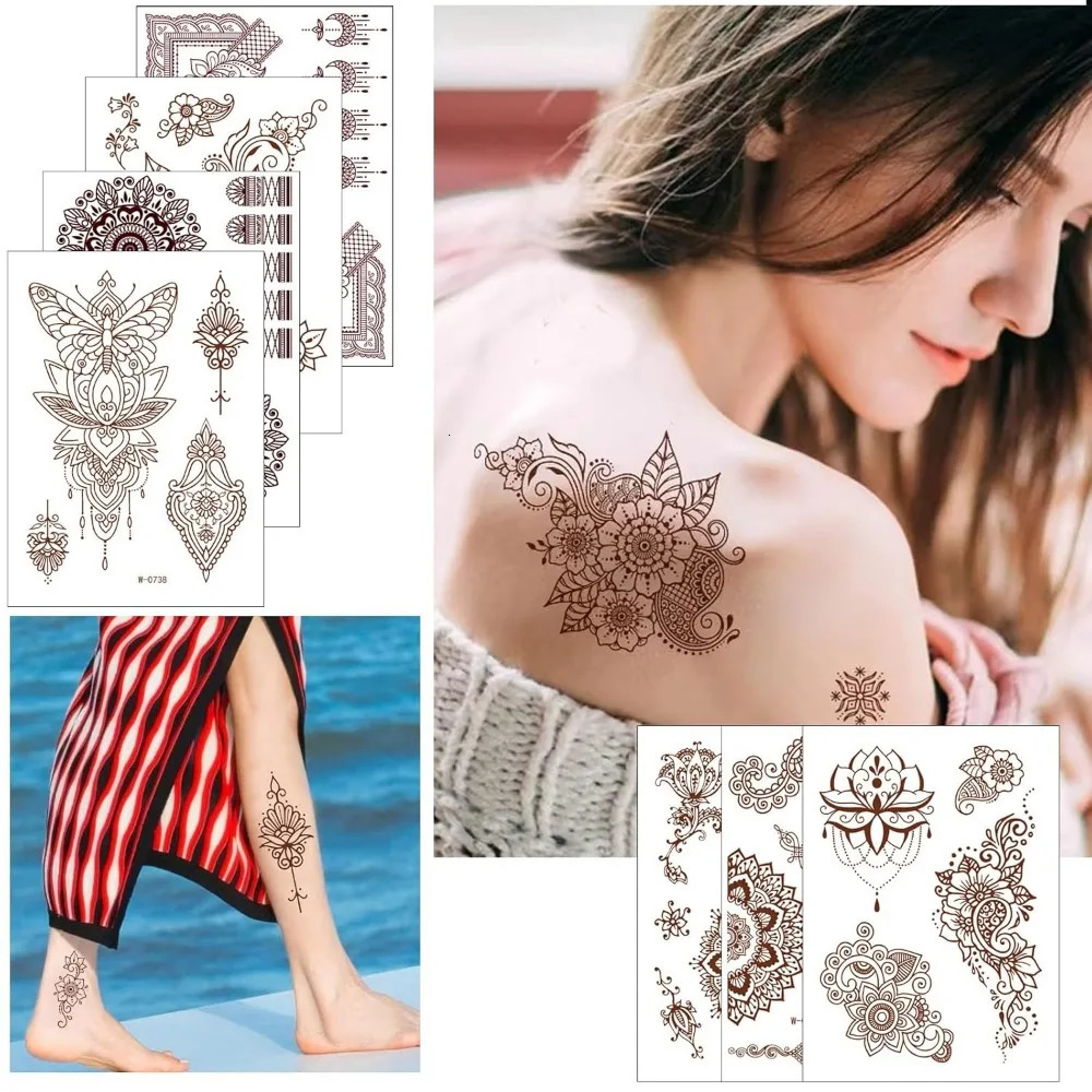 10 Pieces Henna Tattoo Set Temporary Tattoo Stickers Lace Pattern Fake Tattoo Henna Stickers 250515