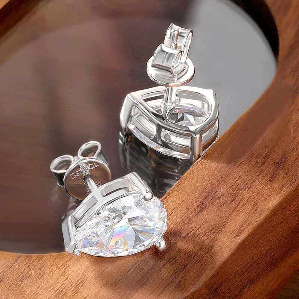 1/2/4ct Waterdrop Shape Moissanite Earrings For Women Pear Cut Lab Dia with Certificate S Sier Stud Ear Wedding Jewelry