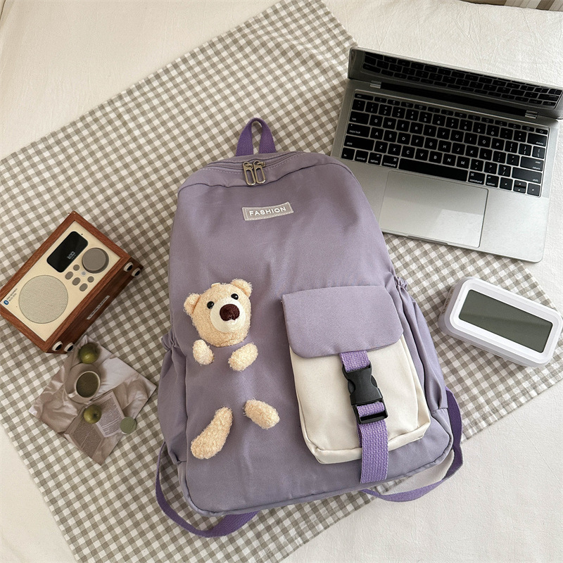 Free Delivery Designer Bag Sweet Bear Fashionable Primary Secondary School Student Large Capacity Simple Versatile For Men And Women Class Backpack Lu