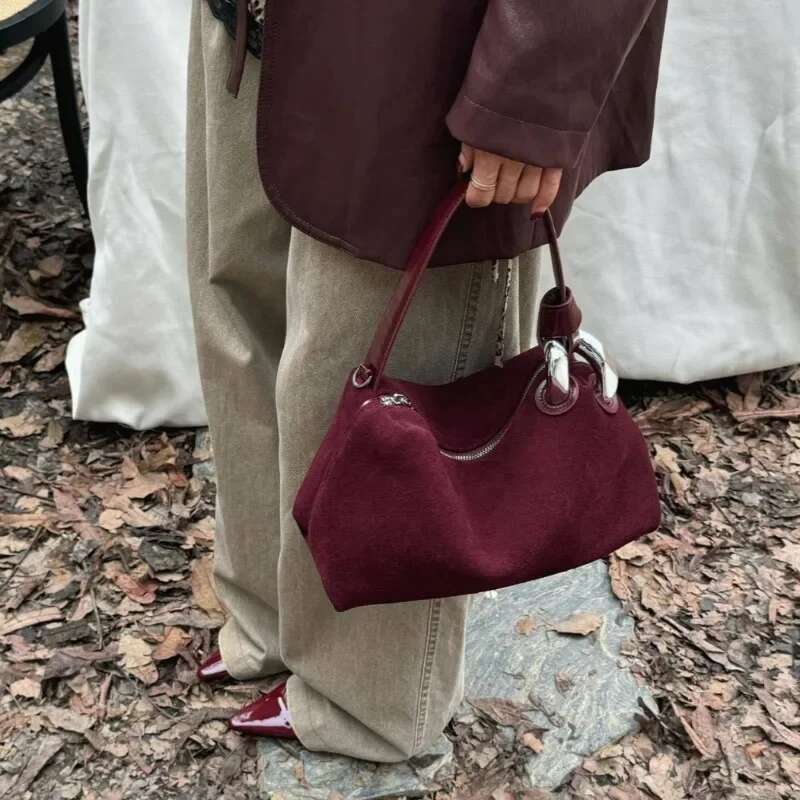 Frosted Suede Tote Bolsos Mujer New Commuter Hand Bag Niche Design Sac Femme Crossbady Shoulder Bags Advanced Sense Bolso