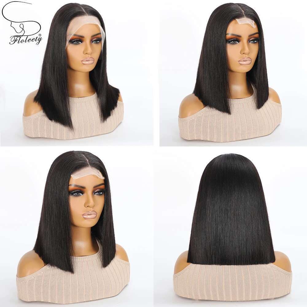 Super Double Drawn 300% 12A 5x5 2x6 Straight Bob Wig 13x4 Lace Frontal Human Hair Wigs For Women
