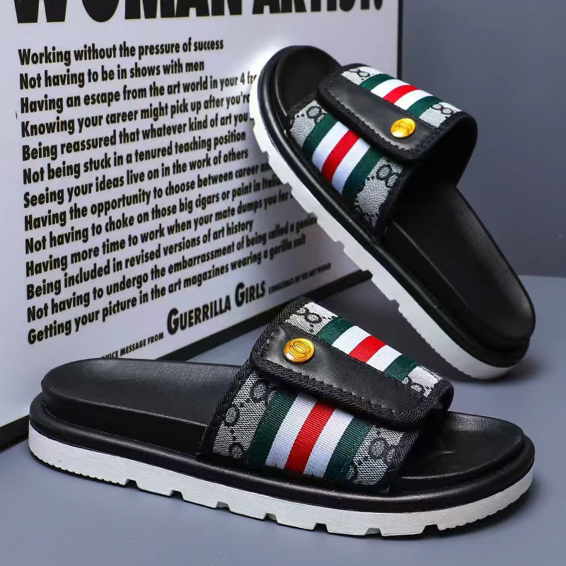 Free shipping designer men's summer versatile 2025 new light luxury outdoor fashion casual anti-slip beach flip-flops