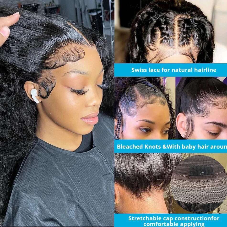 200Density Deep 13X4 Full Hd Front PrePlucked Water Wave 13X6 Lace Frontal Glueless Wig Human Hair