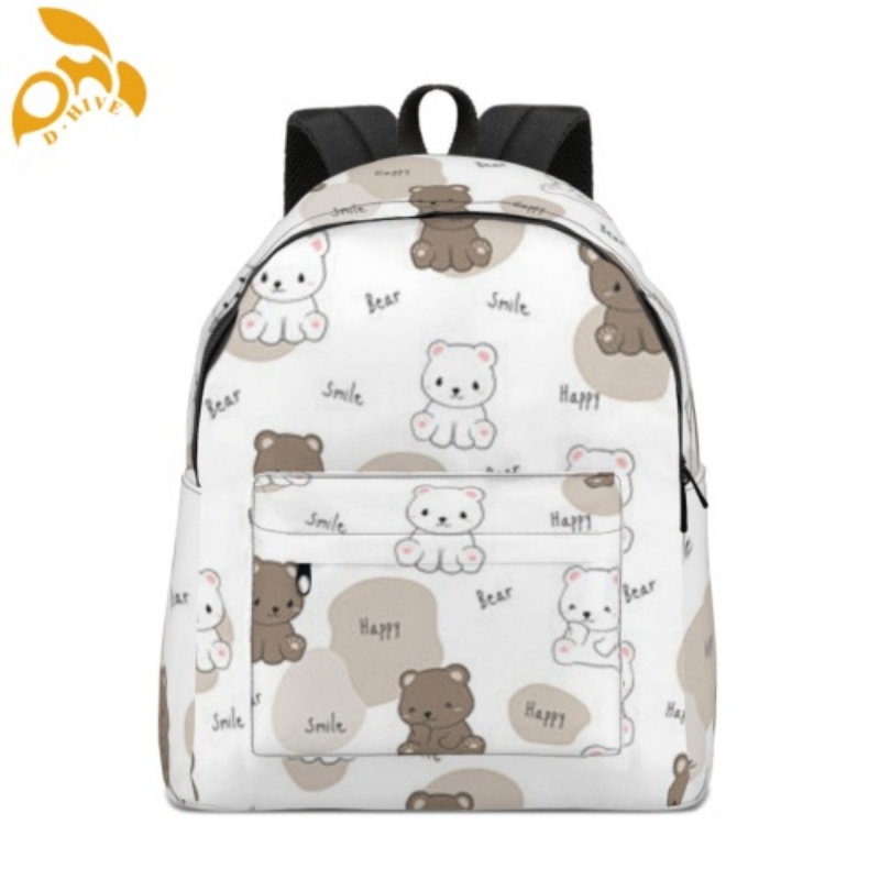 Free delivery. top designers customize lightweight and high-quality full-print black schoolbags in beige.