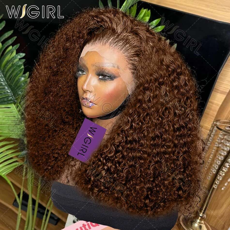 Wigirl Chocolate Brown Loose Deep Wave Short 13x4 13x5 HD Lace Front Human Hair Wig Brazilian Curly Bob Wigs 200% For Women