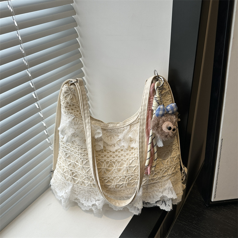 Free Delivery Designer Bag 2025 Fashion Japanese And Korean Tote Summer Leisure Vacation Fairy Lace Mesh Underarm Shoulder Women's Bag Luxury Bag