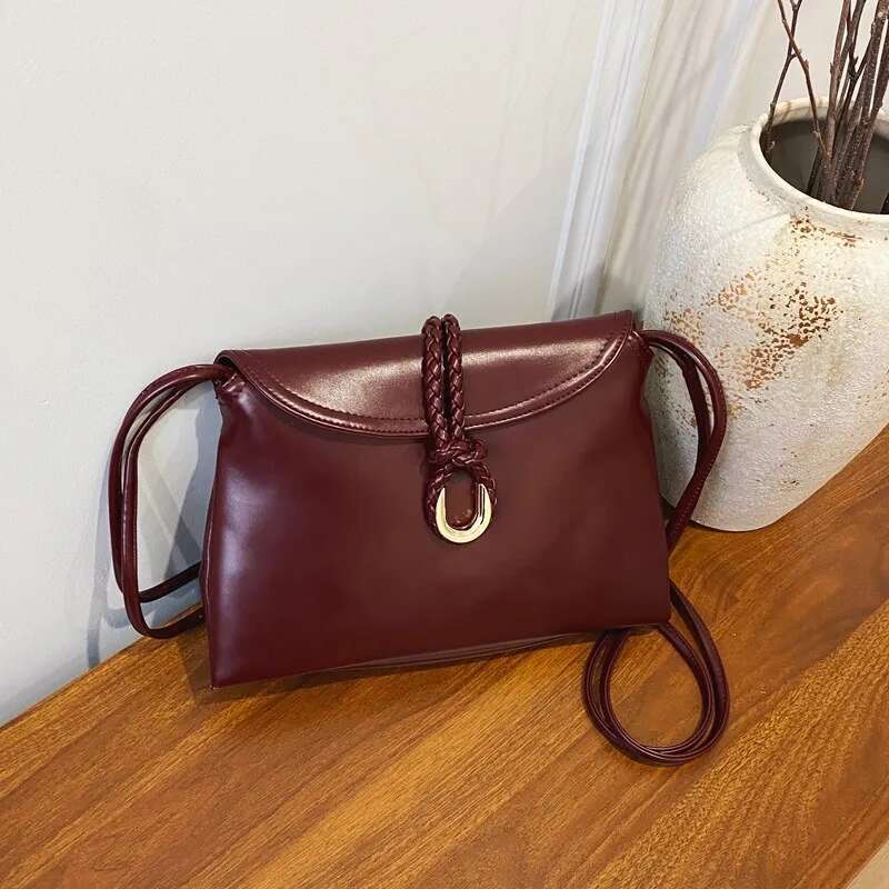 Trendy Solid Colorbag For Women High-End Minimalist Crossbody Purse Vintage Leather Messenger Fashionable Tote Design