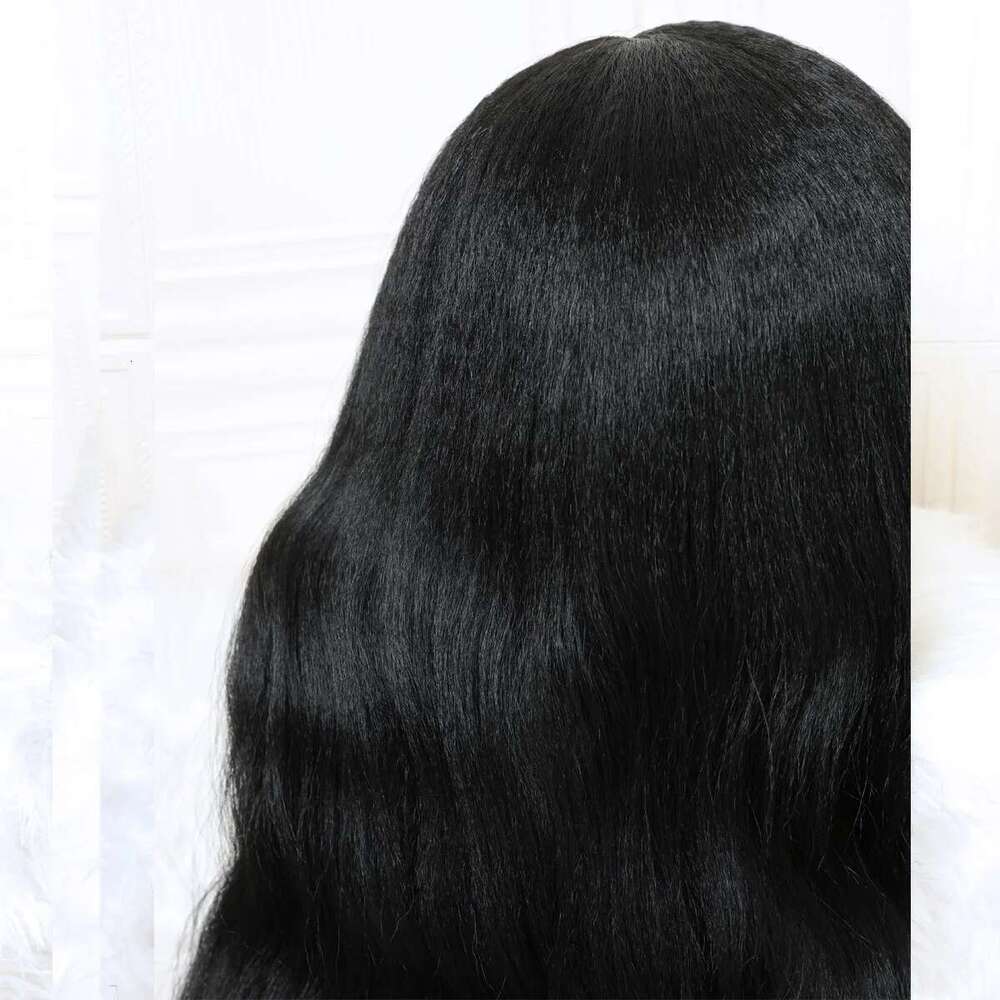 Double Texture Body Wave and Yaki 13x4 Lace Front Wig Kinky Straght 26 Inch 180Density Glueless Synthetic PrePlucked Daily