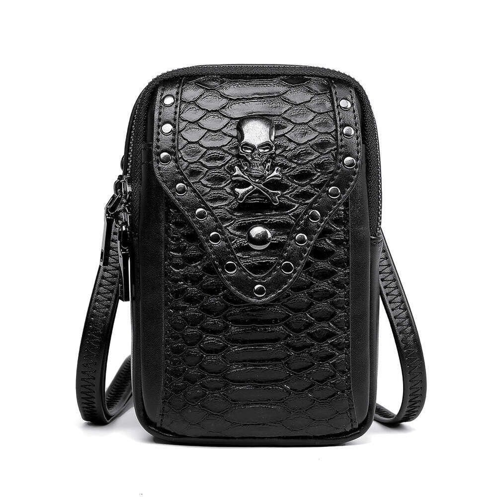 New PU leather skeleton snake pattern women's crossbody outdoor shoulder mobile phone travel small bag