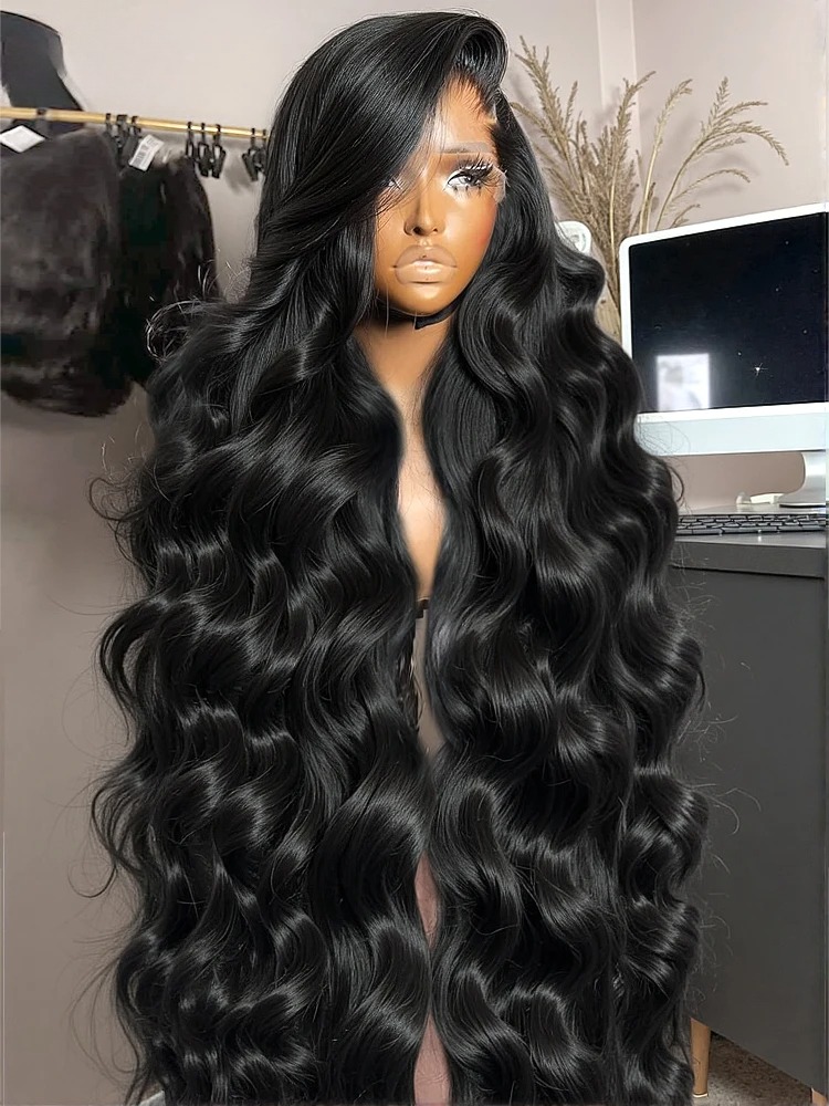 250 Density Body Wave 13x4 HD Transparent Lace Front Human Hair Wig black 13x6 Lace Frontal Wigs 36 Inch Pre Plucked synthetic lace front wigs