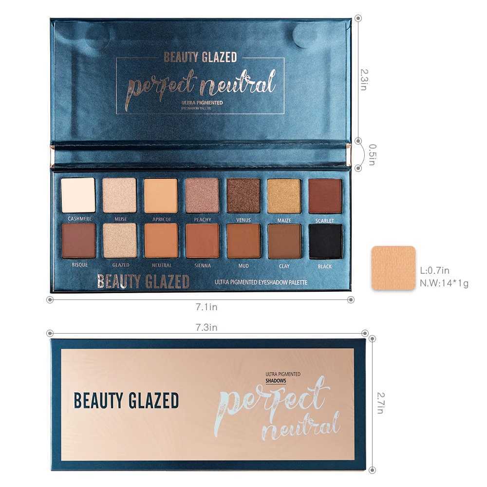 BEAUTY GLAZED Nude Matte 14 Colors Eye shadow Cosmetics Palette Glitter Eyeshadow PaletteXJ250520