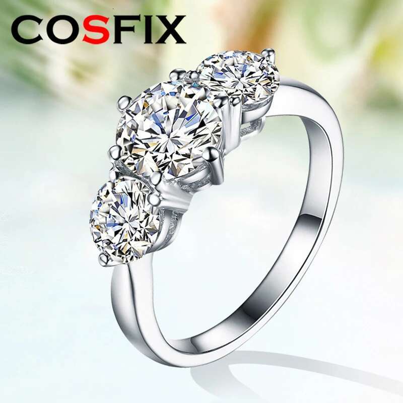 COSFIX 3ct 100% Moissanite Diamond Ring for Women 18K Yellow Gold Wedding Band Bridel Jewelry S925 Sterling Silver Wholesale GRA