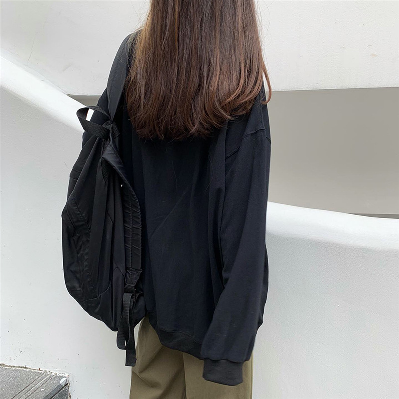 X1605 New autumn Korean loose large size solid color thin long-sleeved sweater female trend ins student women's clothing