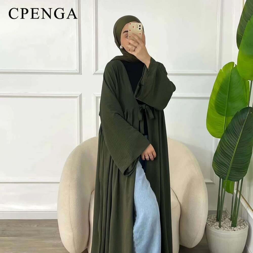 Ramadan Dubai Open Abaya Dress For Elegant Arabic Women Muslim Modest Cardigan Clothing Islamic Party Solid Turkey Robe