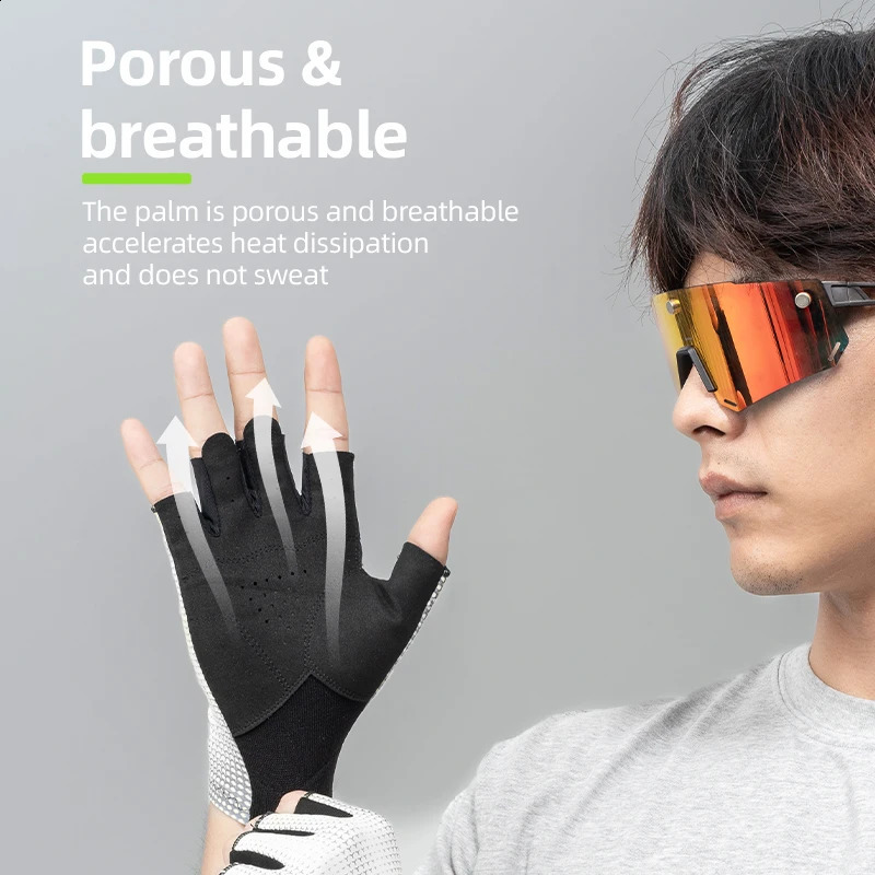 ROCKBROS Half Finger Gloves Summer Bicycle AntiSlip ShockAbsorbing Cycling Fingerless Breathable Gym 250515