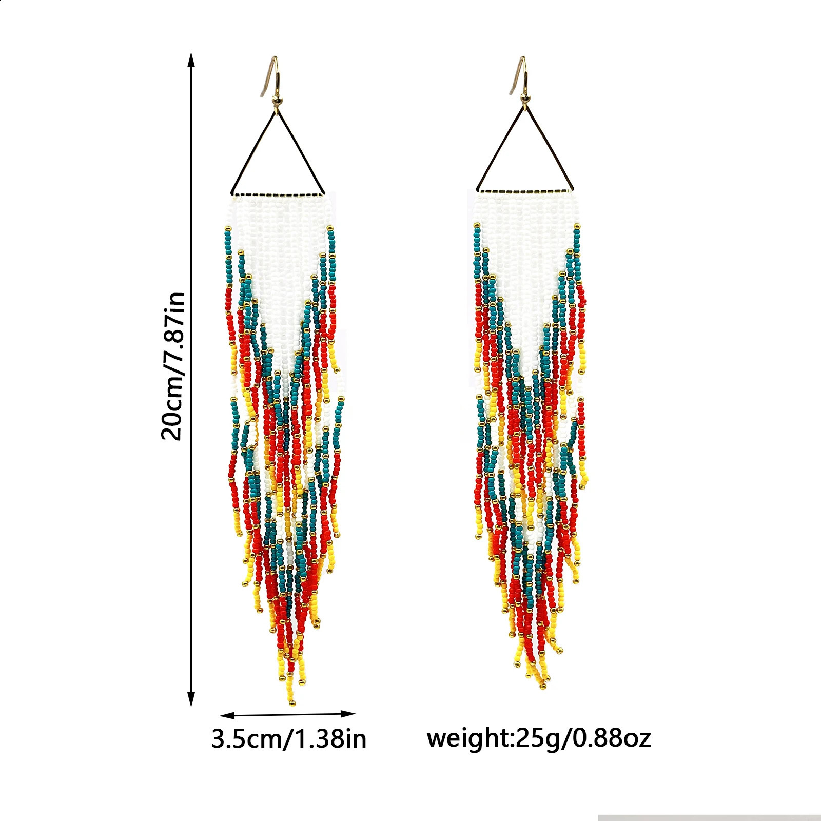 Bohemian style long metal hand-beaded tassel earrings Christmas gifts Valentines Day gifts 250519